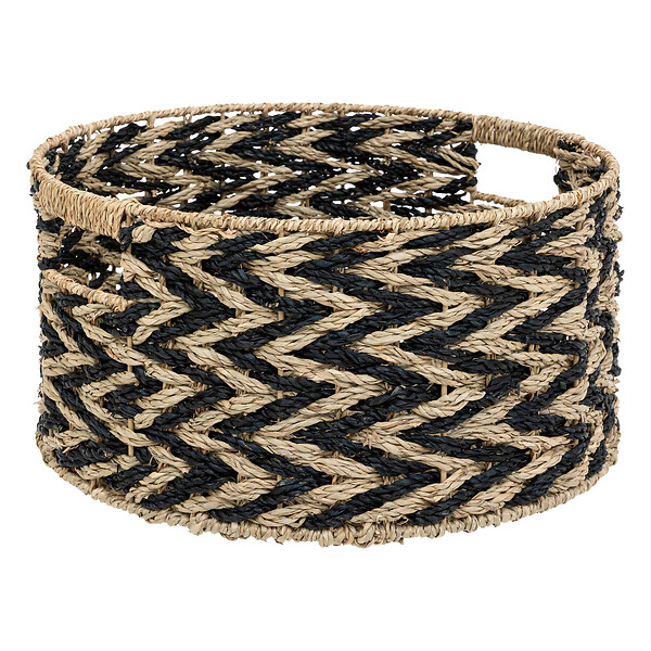 ATMOSPHERA - Lot de 3 Paniers de rangement Beige et Noir D 38 D 30 et D 24 cm - large