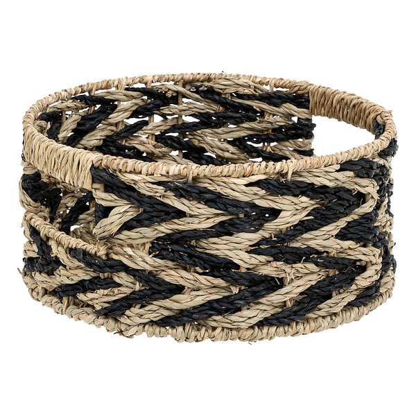 ATMOSPHERA - Lot de 3 Paniers de rangement Beige et Noir D 38 D 30 et D 24 cm - large