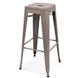 OVIALA - Tabouret de bar en métal mat taupe - Indus - vignette
