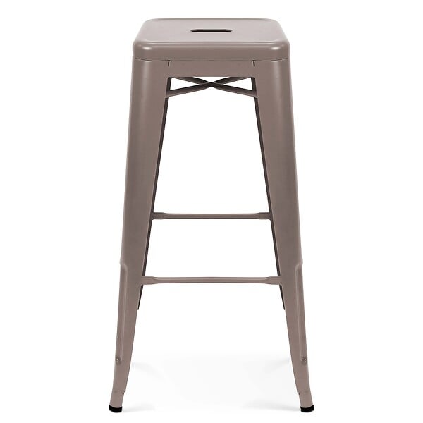 OVIALA - Tabouret de bar en métal mat taupe - Indus - large