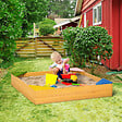 OUTSUNNY - Bac à sable carré en bois pour enfants 4 assises en coin et film protection 109 x 109 x 19,8 cm bois naturel - vignette