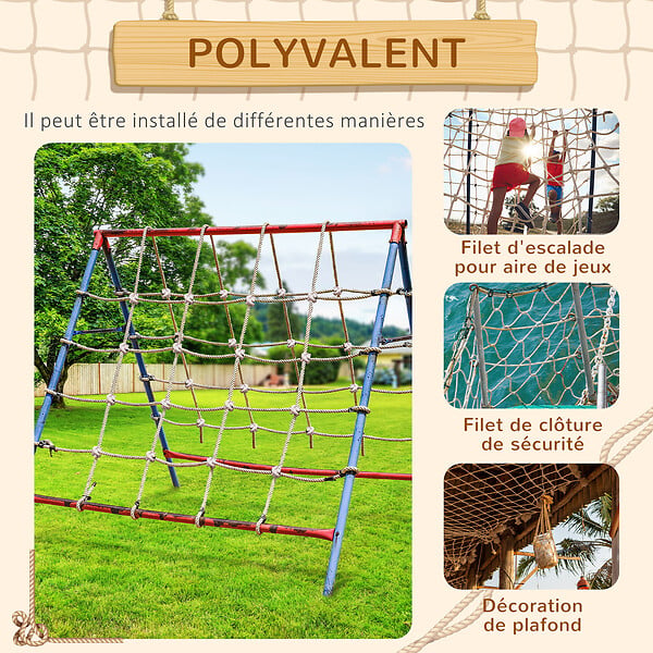 OUTSUNNY - Filet d'escalade enfant PE filet à grimper 3-6 ans 1,5L x 2H m crochets acier galvanisé - large