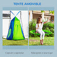 OUTSUNNY - Balançoire nid d'oiseau ronde balançoire panier Ø 1 x 1,8H m - tente amovible incluse - 4 anneaux inclus métal époxy Oxford haute densité bleu vert - vignette
