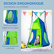 OUTSUNNY - Balançoire nid d'oiseau ronde balançoire panier Ø 1 x 1,8H m - tente amovible incluse - 4 anneaux inclus métal époxy Oxford haute densité bleu vert - vignette
