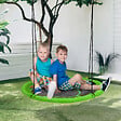 OUTSUNNY - Balançoire nid d'oiseau ronde balançoire panier Ø 110 cm 4 anneaux inclus métal époxy Oxford haute densité vert - vignette