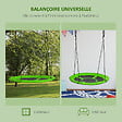 OUTSUNNY - Balançoire nid d'oiseau ronde balançoire panier Ø 110 cm 4 anneaux inclus métal époxy Oxford haute densité vert - vignette
