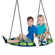 OUTSUNNY - Balançoire nid d'oiseau ronde balançoire panier Ø 100 x 120-180H cm accessoires inclus bleu vert - vignette