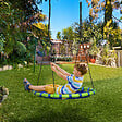 OUTSUNNY - Balançoire nid d'oiseau ronde balançoire panier Ø 100 x 120-180H cm accessoires inclus bleu vert - vignette