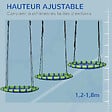 OUTSUNNY - Balançoire nid d'oiseau ronde balançoire panier Ø 100 x 120-180H cm accessoires inclus bleu vert - vignette
