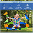 OUTSUNNY - Balançoire nid d'oiseau ronde balançoire panier Ø 100 cm 2 anneaux inclus métal époxy PP Oxford haute densité drapeaux multicolores - vignette