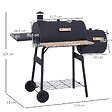 OUTSUNNY - Barbecue à charbon fumoir BBQ grill smoker sur pied avec couvercle, roulettes, thermomètre, étagères  acier laminé à froid noir - vignette