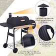 OUTSUNNY - Barbecue à charbon fumoir BBQ grill smoker sur pied avec couvercle, roulettes, thermomètre, étagères  acier laminé à froid noir - vignette