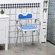 HOMCOM - Chaise de douche siège de douche ergonomique hauteur réglable pieds antidérapants charge max. 136 Kg alu HDPE blanc bleu - vignette