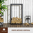 HOMCOM - Etagère porte bois de cheminée porte-bûches design contemporain charge max. 100 Kg dim. 60L x 25l x 100H cm métal noir - vignette