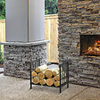 HOMCOM - HOMCOM Etagère porte bois de cheminée porte-bûches charge max. 15 Kg dim. 44L x 33l x 46H cm métal époxy noir - vignette