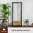 HOMCOM - Etagère porte bois de cheminée porte-bûches design contemporain charge max. 100 Kg dim. 60L x 25l x 150H cm métal noir - vignette