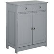KLEANKIN - Meuble bas salle de bain - 2 portes, 2 tiroirs, étagère - poignées boutons métal - gris - vignette