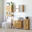 KLEANKIN - Meuble bas de salle de bain une porte - étagère réglable - bois de bambou verni - vignette