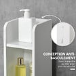 KLEANKIN - Meuble bas colonne rangement salle de bain WC 3 portes 2 niches étagère blanc - vignette
