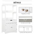 KLEANKIN - Meuble de rangement salle de bain - 2 portes, tiroir, 3 étagères - dim. 60L x 33l x 122H cm - MDF blanc - vignette