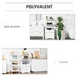 KLEANKIN - Meuble de rangement salle de bain - 2 portes, tiroir, 3 étagères - dim. 60L x 33l x 122H cm - MDF blanc - vignette