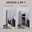 HOMCOM - HOMCOM Armoire à bijoux avec miroir sur pied multi-rangements éclairage LED blanc dim. 38L x 38l x H157 cm - vignette