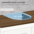KLEANKIN - Meuble salle de bain - meuble sous-vasque - placard 2 portes avec étagère - panneaux blanc aspect bois noyer - vignette