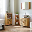 KLEANKIN - Meuble sous-vasque 2 portes à lattes - dim. 66L x 29l x 61,5H cm - bois de bambou verni - vignette