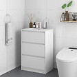KLEANKIN - Meuble sous-vasque - vasque céramique incluse - 2 tiroirs - dim. 61L x 37l x 88H cm - blanc laqué - vignette