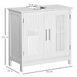 KLEANKIN - Meuble vasque - meuble sous-vasque - 2 portes rainurées avec étagère réglable - poignées alliage aluminium - dim. 60L x 30l x 60H cm - MDF blanc - vignette