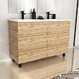 AURLANE - Meuble de salle de bains 120cm 6 Tiroirs_Chêne Naturel + Vasque céramique blanche - TIMBER 120 - vignette