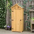 OUTSUNNY - Armoire abri de jardin remise pour outils 3 étagères 2 portes loquets toit pente bitumé 77L x 54l x 179H cm sapin traité lasuré - vignette