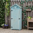 OUTSUNNY - Armoire abri de jardin remise pour outils 3 étagères 2 portes loquets toit pente bitumé 77L x 54l x 179H cm sapin traité bleu - vignette