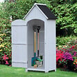 OUTSUNNY - Armoire abri de jardin remise pour outils 3 étagères porte loquet toit pente bitumé dim. 77L x 54l x 179H cm bois sapin pré-huilé blanc - vignette