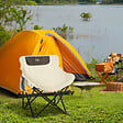 OUTSUNNY - Chaise de camping pliable avec sac de transport et pochette de rangement acier oxford beige - vignette