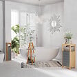 HOMCOM - Support papier toilette - porte-papier toilette - armoire pour papier toilette - 2 niveaux + sortie papier MDF gris bambou - vignette