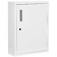 KLEANKIN - Armoire à pharmacie 2 étagères 3 niv. verrouillables dim. 40L x 15l x 53H cm 2 clés logo croix acier blanc - vignette