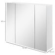 KLEANKIN - Armoire miroir de salle de bain armoire murale 3 portes 2 étagères dim. 70L x 15l x 60H cm MDF blanc - vignette