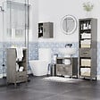 KLEANKIN - Armoire haute murale de salle de bain ou WC placard 1 porte 3 niches dim. 48L x 20l x 50H cm panneaux particules gris - vignette