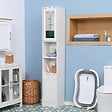 KLEANKIN - Meuble colonne de salle de bain 2 portes avec étagères réglables 2 niches miroir panneaux particules blanc - vignette
