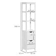 KLEANKIN - Meuble colonne rangement salle de bain dim. 30L x 30l x 144H cm 2 tiroirs 3 étagères MDF blanc - vignette