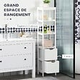 KLEANKIN - Meuble colonne rangement salle de bain dim. 30L x 30l x 144H cm 2 tiroirs 3 étagères MDF blanc - vignette