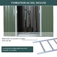 OUTSUNNY - Abri de jardin - remise pour outils - fondation incluse - cabanon 2 portes coulissantes verrouillables - dim. 213L x 130l x 173H cm - tôle d'acier vert - vignette