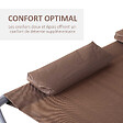 OUTSUNNY - Bain de soleil 2 places lit de jardin design contemporain toit réglable 2 roulettes 2 oreillers acier époxy polyester marron foncé - vignette