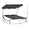 OUTSUNNY - Bain de soleil 2 places lit de jardin design contemporain toit réglable 2 roulettes 2 oreillers acier époxy polyester gris - vignette