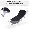 OUTSUNNY - Bain de soleil transat pliable dossier réglable multipositions métal et polyester noir - vignette