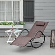 OUTSUNNY - Chaise longue à bascule rocking chair design contemporain dim. 160L x 61l x 79H cm métal textilène brun - vignette