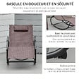 OUTSUNNY - Chaise longue à bascule rocking chair design contemporain dim. 160L x 61l x 79H cm métal textilène brun - vignette
