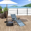 OUTSUNNY - Bain de soleil pliable transat inclinable 6 positions grand confort avec matelas + accoudoirs acier polyester multicolore - vignette