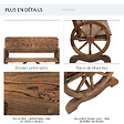 OUTSUNNY - Banc de jardin 3 places style rustique chic accoudoirs roues de charette bois sapin traité carbonisation - vignette